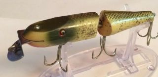 Vintage Creek Chub Wood Jointed Pikie Silver Flash Glass Eyes Fishing Lure