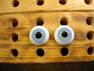A Pair Vintage Solid Doll Glass Eyes 22 Mm For Bisque Doll Head Age 1910 3510