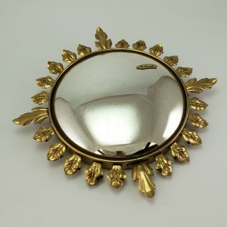 Midcentury Modernist Sunburst Sun Metal Convex Mirror Deknudt
