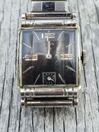 Vintage Deco Elgin Wrist Watch W/ Faceted Crystal 10k Rgp Bezel & Speidel Band