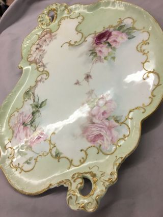 Antique Limoges Hand Painted Roses Tray,  Plaque Charger.  Wow