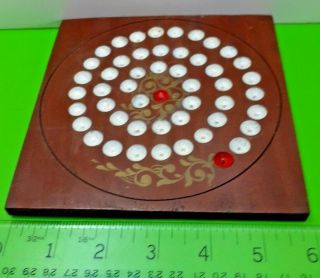 Antique Victorian Old Vintage Double Sided Solitaire Board Snail Marbles Game