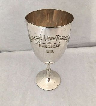 Antique Edwardian Riverside Tennis Club Silver Plated Goblet Trophy By W.  Hutton