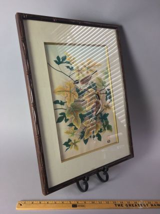 Japanese Woodblock Print,  Vintage UKIYO - E Sparrow Birds Leaf Tree Uchida Atelier 3