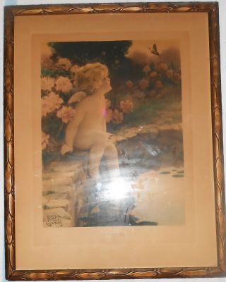 Vintage Bessie Pease Gutmann Print " The Butterfly " 15 " X 19 " Overall