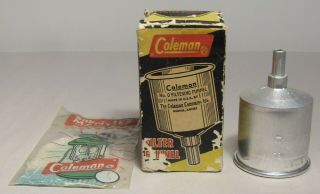 Vintage Coleman No.  0 Filter Funnel & Pack Of Two 21a Silk Lite Mantles
