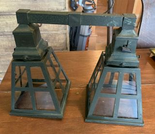 Antique Copper Mission Arts & Crafts Double Lantern Wall Sconce