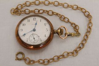 1905 Antique Elgin 18s 17j Lever Set Side Wind Open Face Grade 144 Pocket Watch