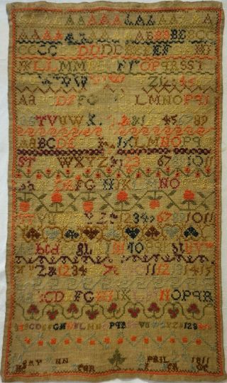 Early 19th Century Alphabet Sampler By Mary Ann Aged 9 - April 24 1811
