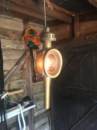 Vintage Oil Fired Brass Coach Lamp Lantern
