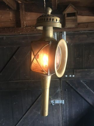 Vintage Oil Fired Brass Coach Lamp Lantern 3