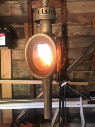 Vintage Oil Fired Brass Coach Lamp Lantern 4