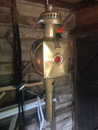 Vintage Oil Fired Brass Coach Lamp Lantern 7