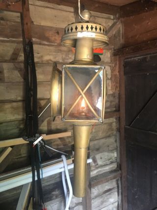 Vintage Oil Fired Brass Coach Lamp Lantern 8