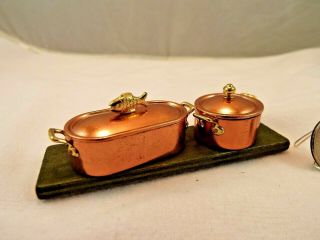 Dollhouse Miniature Vintage Bodo Henning 2 - Piece Copper Cook Set