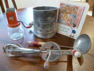Vtg/antique Androck Nut Grinder 49,  Mclaughlin Flour Sifter,  Hand Mixer & More