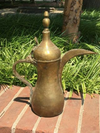 Antique Arabic Coffee Pot Dallah Islamic Copper Brass Handmade 3