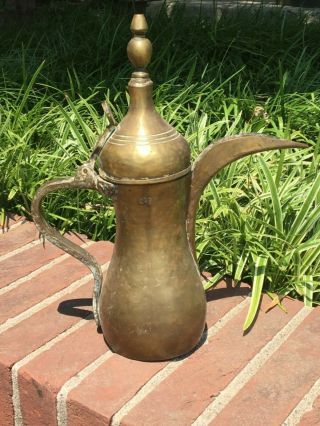 Antique Arabic Coffee Pot Dallah Islamic Copper Brass Handmade 7