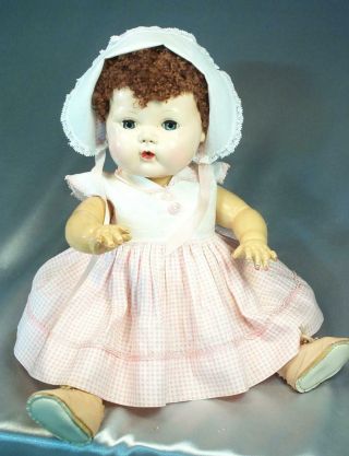 American Character Tiny Tears Doll 15 " Caracurl Wig Pat Pending 1950 - 55