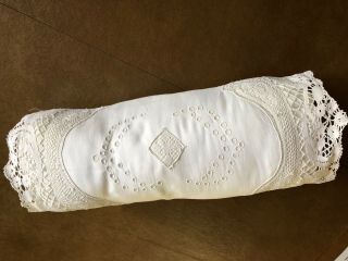 Antique Linen & Lace Small Bolster Pillow