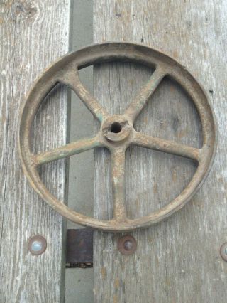 Antique Vintage Cast Iron Flat Belt Pulley Blacksmith Post Drill