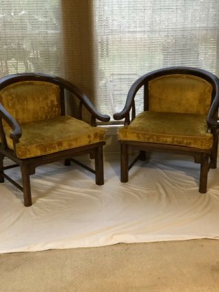 Mid Century Modern Upholstered Walnut Gunlocke Chairs