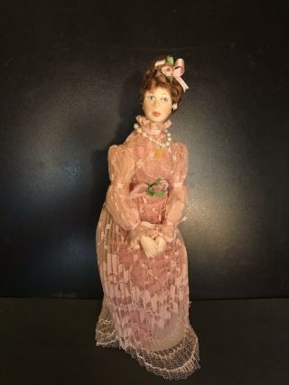 Elizabeth Staryk Miniature Porcelain Traditional Pink Lace Dress Doll