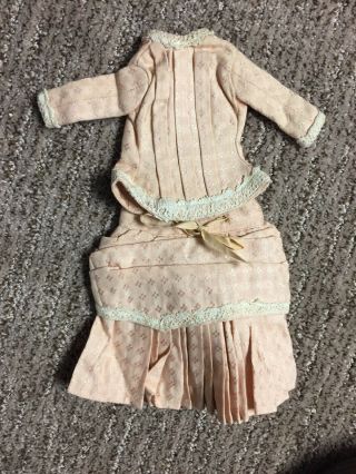 Antique/vintage 2 Pc Doll Dress 10” Tall.  Peach Colored