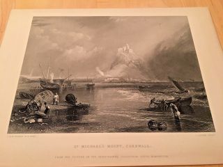 Vintage J.  M.  W.  Turner Engraving “st.  Michael’s Mount”