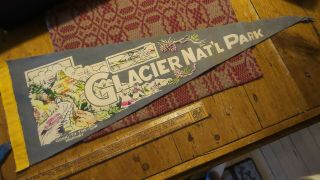Vintage Souvenir Felt Pennant Glacier National Park,  Going - To - The - Sun Highway