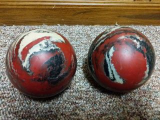 2 Vintage Paramount Swirl - Duckpin Bowling Balls 3