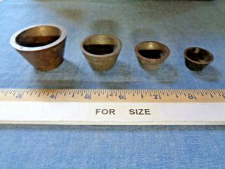 Vintage Brass Nesting Cup Weights Troy Oz.  4 2 1 1/2 - Apothecary Pharmacy