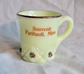 Antique Custard Glass Souvenir Cup Faribault Minn Mn