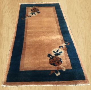 Authentic Hand Knotted Vintage Tibet Wool Area Rug 4.  10 X 2.  5 Ft (6771)