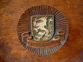 Early 20th c,  Hand Carved & Turned,  Wooden Wall Plaque,  Crest of SteierMark 5