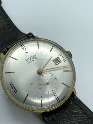 Gents Vintage Avia Wrist Watch 17 Jewel Incabloc Wind Up Automatic