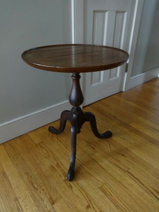 Antique Round Carved Side Wine Table Pedestal Victorian Eastlake Claw Foot 19thc