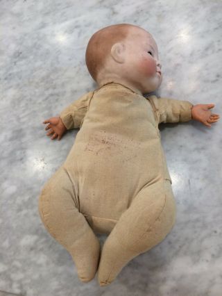 Vintage Porcelain Head And Cloth Body Baby Doll - 12 Inch