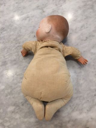 Vintage Porcelain Head and Cloth Body Baby Doll - 12 Inch 2