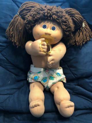 Vintage Cabbage Patch Doll Jesmar W/paci Hm 4 Double Poodle With Violet Eyes