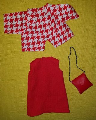 Vtg Homemade Red Dress Jacket Vinyl Purse Fashion Set Clothes Ideal Crissy Doll