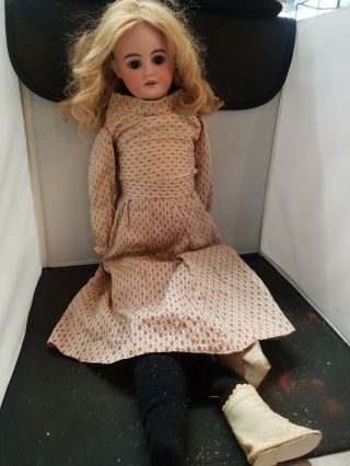 Antique German 1894 AM 8 DEP Doll with Leather Body Needs TLC on Body Only 2