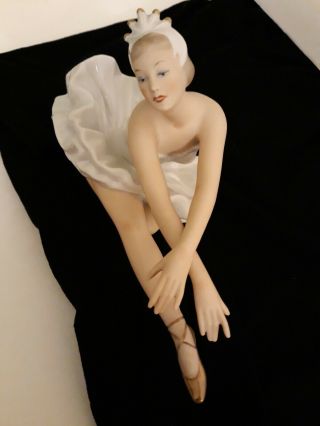 Porcelain Wallendorf 1764 German Art Deco Figurine Of A Ballerina Stretching 3