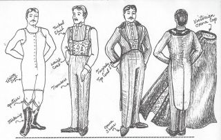 24 " Antique Man Doll@1895 Tuxedo/opera Suit/cape Shirt Shoes Underwear Pattern