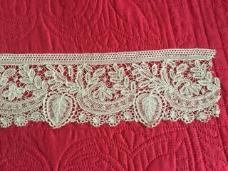 Handmade Brussels Bobbin Lace Trim With Leaves 32 