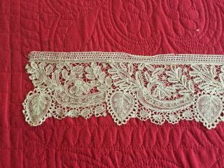 Handmade Brussels Bobbin Lace Trim With Leaves 32 