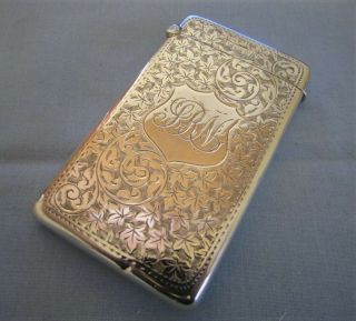 Lovely Solid Silver Floral Scrolled Calling Card Case By Minshull & Latimer 1902