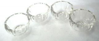 Antique Set Of 4 Clear Glass Open Salt Cellar Dips