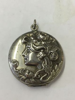 Fabulous Antique Jmf & Co Sterling Silver Art Nouveau Locket Pendant