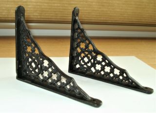 2 Vintage Cast Iron Ornate Shelf Brackets Hangers